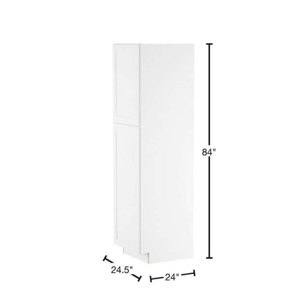 Bay  White Shaker Assembled Pantry Cabinet with Adjustable Shelves   Soft Close Doors (24 in. W x 24.5 in. D) - Image 2