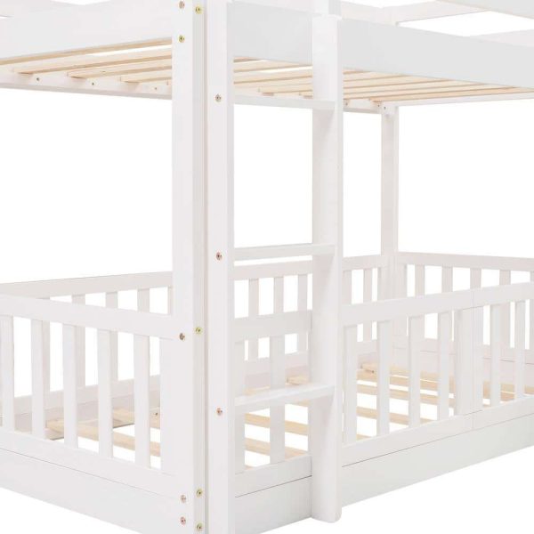 Bright Designs  White Twin Over Twin Wood Bunk Bed with Slide and Ladder - Image 3