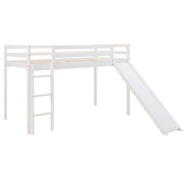 Bright Designs  White Twin Over Twin Wood Bunk Bed with Slide and Ladder - Image 8