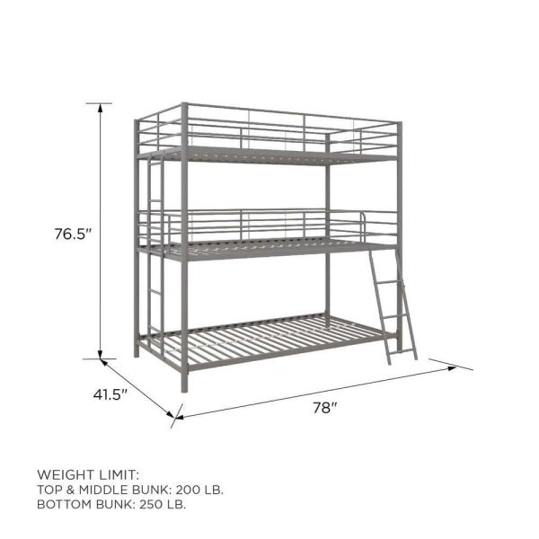DHP  Cormac White Metal Twin/Full Triple Bunk Bed - Image 3