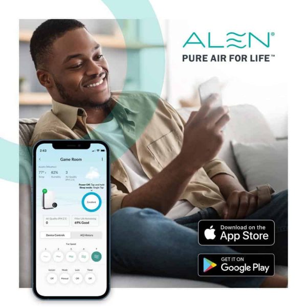 Alen 100104 BreatheSmart 45i Air Purifier Console with Odor, True HEPA Filter for Allergens and Unwanted Odors   800 SqFt, White - Image 7
